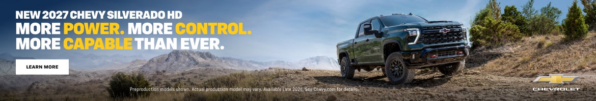 NEW 2027 CHEVY SILVERADO HD. More power. More control. More capable than ever.